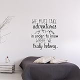 Pikoilko We Must Take Adventures In Order To Know Where We Truly Belong Removable Vinyl Monogarmmed Travel Wall Stickers Decals Quote Saying Art Mural Home Decor Gifts 26" Tall x 22" Wide
