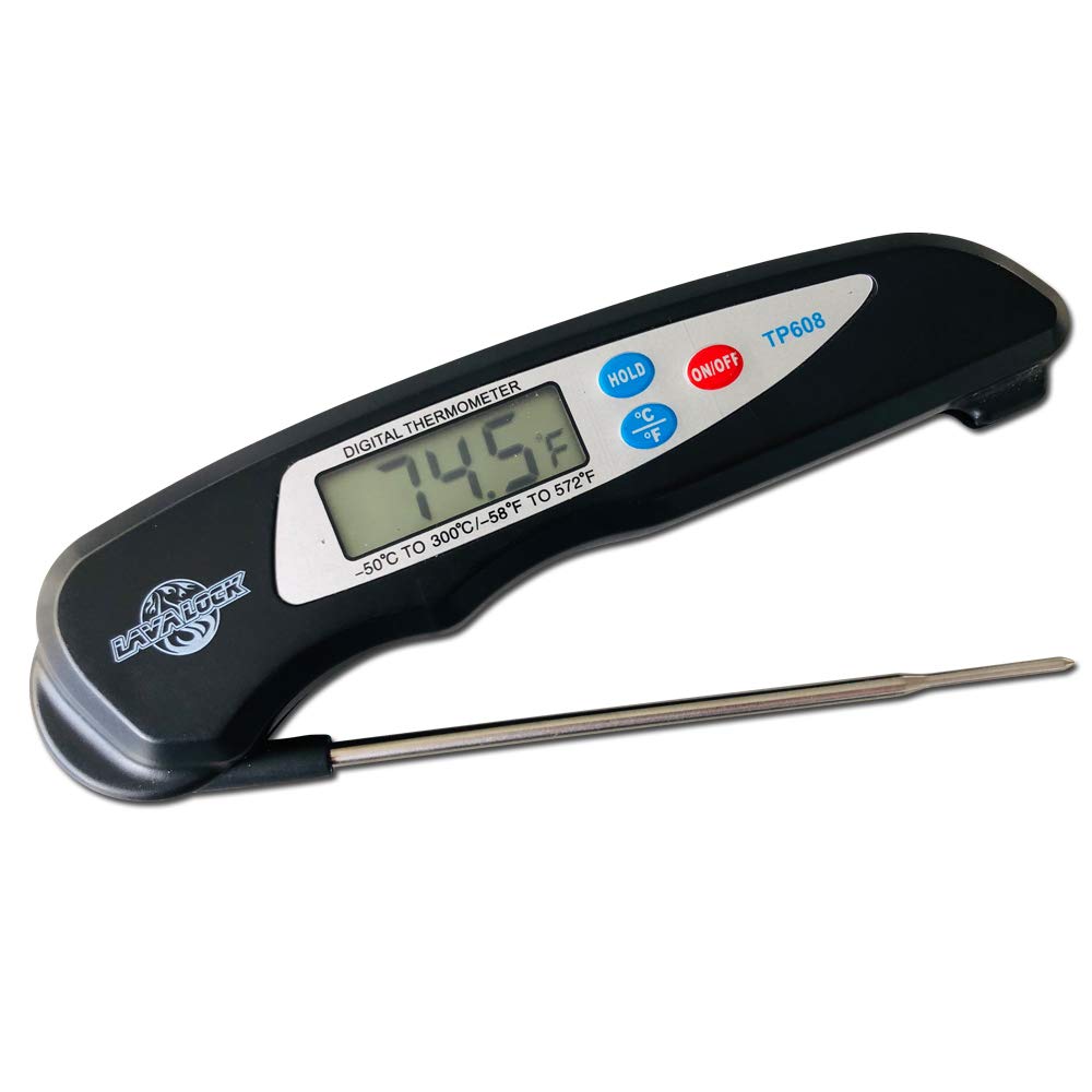 LavaLock Instant Read BBQ Meat Thermometer smoker pit kitchen Fast Digital Quick read Pro Thermo Pen, Folding Probe