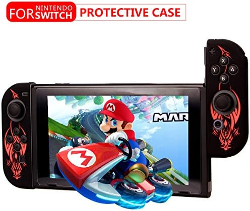 Joy-Con Gel Guards,GARUNK Silicone Skin Cover Case Silicone Case with Gel Guards for Nintendo Switch Joy-con Controller - Red Monster