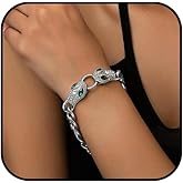 IQIC Snake Bracelet for Women Gold/Silver Crystal Snake Cuban Link Bracelet Chunky Adjustable Gothic Rhinestone Snakes Bracelet Punk Hip Hop Animal Jewelry