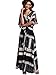 Milumia Women's Boho Split Tie Waist Vintage Print Maxi Dress Navy Large