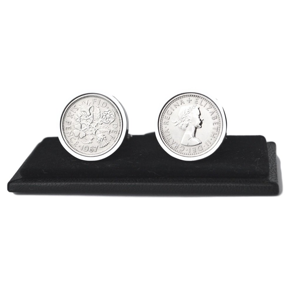 Polished Sixpence Cufflinks | 1967 Anniversary 1967 Coins 59th Birthday
