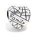 Antiqued Silver Family on Heart Bead Charm