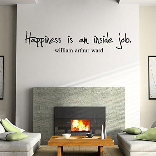 Aiwall 9339 Happiness is An Inside Job. William Arthur Ward Vinyl Removable PVC Wall Sticker Quotes Art Decal Home Decor for Home Living Room