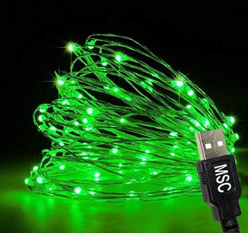 MSC - 23ft / 7m - 70 Led's USB Powered LED Green Coloured String Fairy Lights On Copper Cable, Ideal for Christmas, Xmas, Party,Wedding,Decoration Green-USB-7m