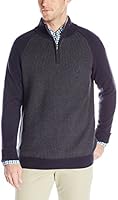Nautica Men's Cotton 2 Tone Tuck Stitch 1/4 Zip Mock Sweater, Classic Navy, Large