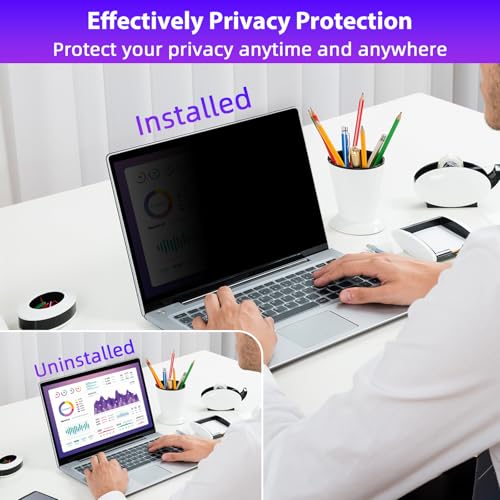 STARY Laptop Privacy Screen 14 Inch Removable, 16:10 Aspect Ratio Anti Spy Blue Light Glare Laptop Privacy Shield for Dell/Hp/Acer/Lenovo/ThinkPad/Samsung/Asus/Sony