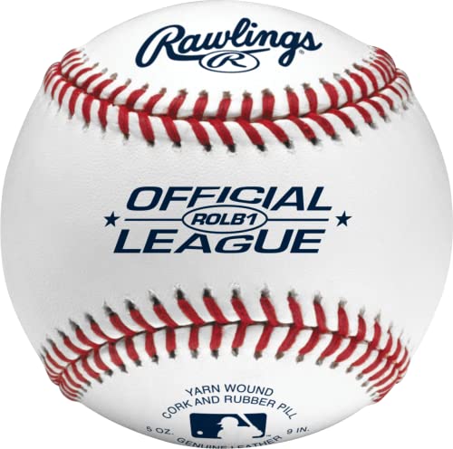Rawlings | Official League Baseballs | Competition Grade | ROLB1 | Youth/14U | Game/Practice Use | 12 Count