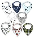 Baby Bandana Drool Bibs for Boys, Super Absorbent Organic Teething Bib Cotton 8-Pack (Woodland)