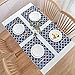 Homcomoda Place Mats for Kitchen Table Waterproof Spillproof Polyester Placemats Geometric Series Trellis for Dinner Table Set of 6 (Navy Blue)