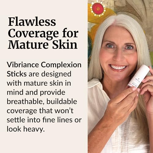 Vibriance Complexion Sticks - Foundation for Mature Skin - Sheer, Buildable Coverage Face Makeup Foundation for Older Women - 3-in-1 Base, Contour, Concealer - Natural Beige