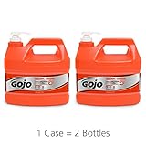 GOJO NATURAL ORANGE Pumice Industrial Hand Cleaner, 1 Gallon Quick Acting Lotion Hand Cleaner with Pumice Pump Bottle (Pack of 2) - 0955-02