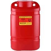 BD Multi-Purpose Sharps Container, 5 Gallon - 1/Each | Red Plastic, Rectangular Shape, 18 in H x 7.5 in W x 10.5 in D, Nestable Design, Funnel Lid, Model 305477