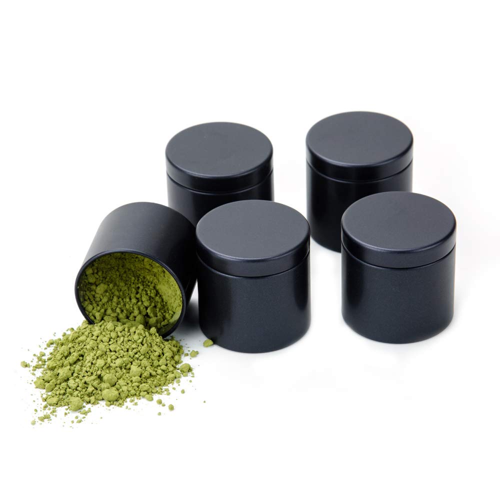 Tianhui Small Tin Can Box with Airtight Lids Canister for Coffee Tea Candy Storage Loose Leaf Tea Tin Containers Storage 5 Pcs (Black, S)