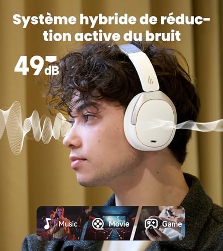 W80 Casque Over-Ear Hi-Res Anti-Bruit, Ivoire