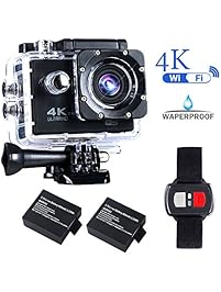 BrosFuture 4k Action Camera with Wifi 30M Waterproof Sports Camera and 2.4G Remote Contral /2 pcs Rechargeable Batteries/ 170 Degree Wide Angle- Package including All Accessories Kits,1 Yr Warranty