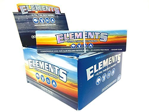 24 Full Box Elements Ultra Thin Rice Papers Connoisseur King Size Slim & Tips