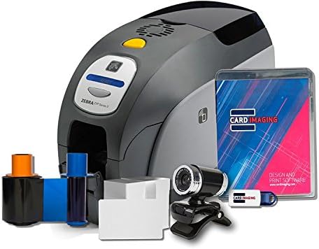 Zebra ZXP Series 3 Single Side Badge ID Card Printer &amp; Supplies Bundle with Card Imaging Software
