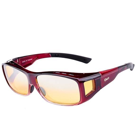 DUCO Polarisierte Nachtfahrtbrille Überbrille für Korrektionsbrille für Brillenträger Polarisierte Nachtsichtbrille 8953Y (L 