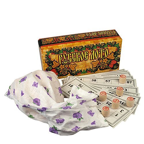 Russian Loto/Lotto Game Set with Wooden Shapes Bingo Bingo Family Game