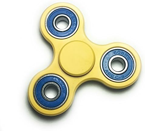 Fidget Tri-Hand Spinner Toy Stress Anxiety Reducer EDC ADD ADHD Autism Best New Colors (Yellow &amp; Blue) 1+ Min Spin Time !