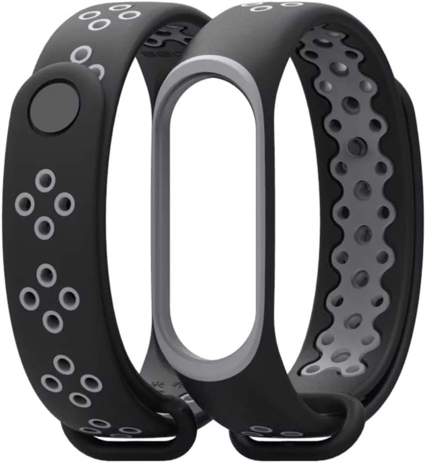 MOBiZAFS Silicone Camouflage Army Style Band Strap for Xiaomi Mi Band 3 (Black Grey)