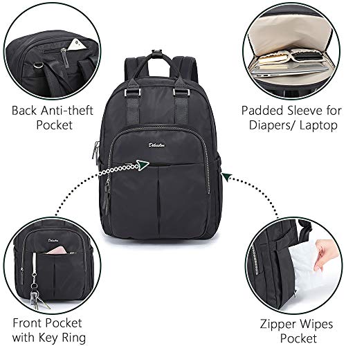 Diaper Bag Backpack, Dikaslon Large Travel Back Pack Waterproof Multifunction Maternity Baby Nappy Changing Bags for Mom and Dad with Insulated Pockets, Changing Pad for Boys and Girls, Black