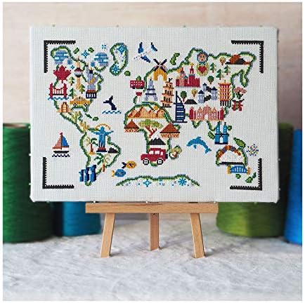 Caterpillar Cross StitchAdventure Awaits (World Map Travel) Modern Cross Stitch Kit