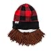 Beard Head Lumberjack Plaid Beanie - Original Handmade Knit Hat and Removable Brown Beard
