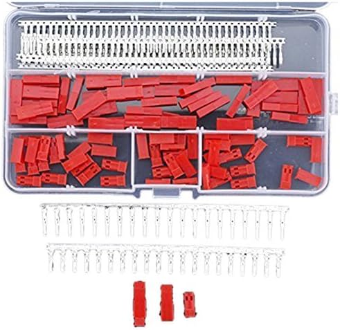 DollaTek 420PCS (70 Sets) JST SYP 2-Pin Red Female Male Plug Housing Kit, Male Female Crimp Terminal Connector Set