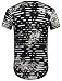 Moomphya Mens Hip Hop Tie-Dyed Ripped Hole Stripe Hipster Curve Hem Short Sleeve T Shirt Black Medium
