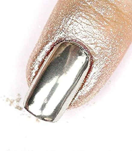 QIMEIYA 1pcs Mirror Chrome Powder Silver Pigment Nail Glitter Effect Nail Art Shine Manicure Salon Tips 1g/Box with Sponge Stick
