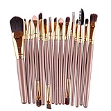 BEAUTYVAN Brush, 15 pcs Eye Shadow Eyebrow Lip Brush Makeup Brushes Tool (Gold)