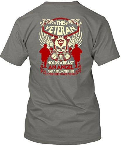 Papaya Tee This Veteran Holds A Beast An Angel T Shirt, Being A Veteran T Shirt Unisex (XL,Dark Grey)