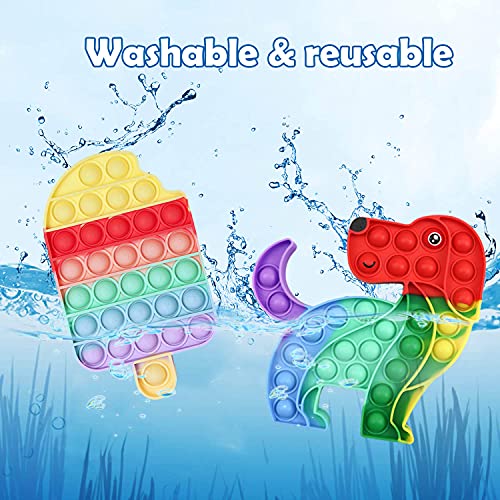 Push and Pop Bubble Fidget Sensory Toy, Rainbow 2PCS Push Bubbles Pop Toys, Silicone ToyAutism Special Needs Stress Reliever, Squeeze Sensory Tools to Relieve Emotional Stress for Kids Adults