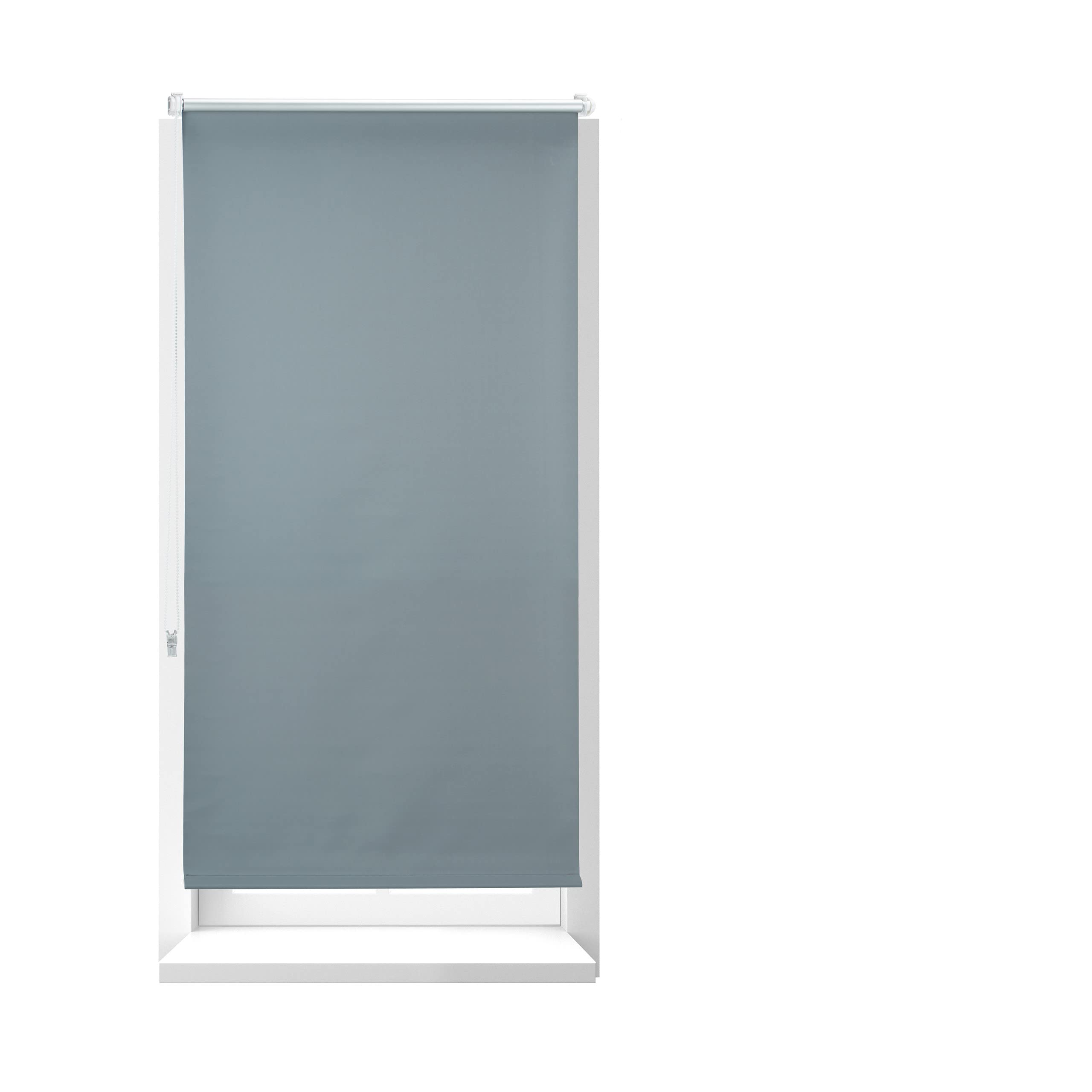 Relaxdays Blackout Roller Blind Grey with Heat Protection, Thermal Blind, No Drilling Required, Side Pull Blind, Klemmfix, Various sizes, 70x210cm