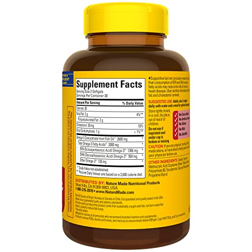 Nature Made Extra Strength Omega 3 Fish Oil 2800 mg per serving, as