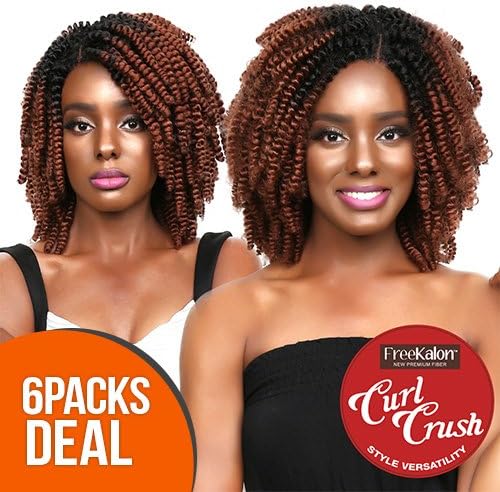 MULTI PACK DEAL! FreeKalon Synthetic Hair Crochet Braids Curl Crush Caro Curl (6-PACKS, 4)