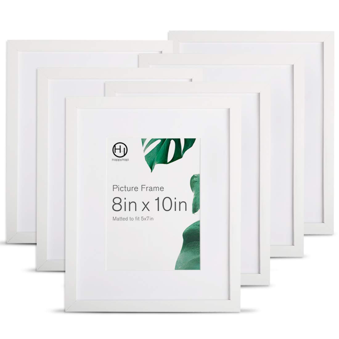 HappyHapi 8x10 Inch Picture Frames, Set of 6 Wooden Picture Frames, Tabletop or Wall Display Decoration for Photos, Paintings, Landscapes, Posters, Artwork (White)