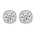 Jane Stone Fashion Sterling Silver Halo Stud Earrings S925 with Cubic Zirconia CZ Square Crystal Jewelry for Women