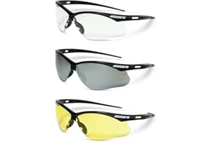 Jackson Safety SG Safety Glasses - Eye Protection for Men & Women - Anti-Scratch Lens with Black Frame - ANSI Z87.1 - Pack of