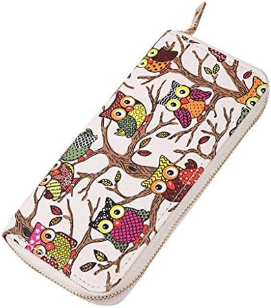 Wallet For Women Long, Teen Girls Lovely Owl 3D Printed PU Leather Purses Ladies Fashionable Credit Card Holder Cash Pocket Phone Slot Wallet Zipper Coin Purse Handbags Clearance On Sale (White)