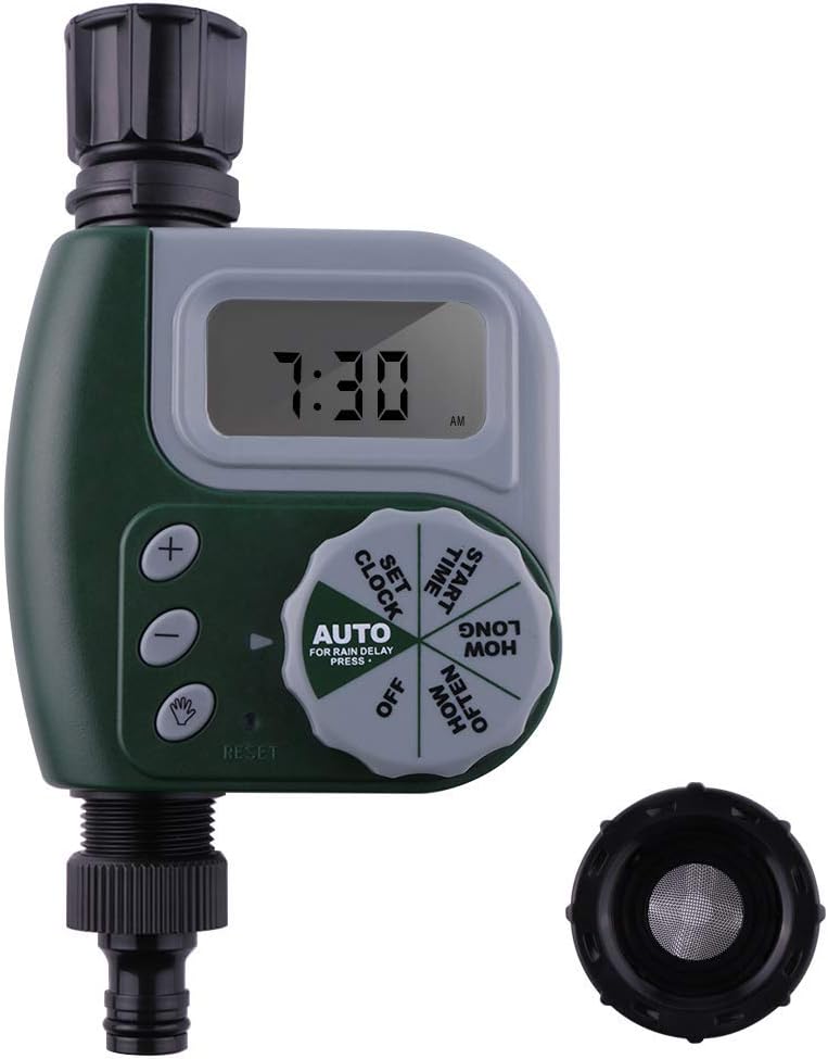 SIMENMAX Single Outlet Hose Faucet Timer Outdoor Waterproof Digital Programmable Automatic Timer with Rain Delay and Manual Control for Garden Irrigation