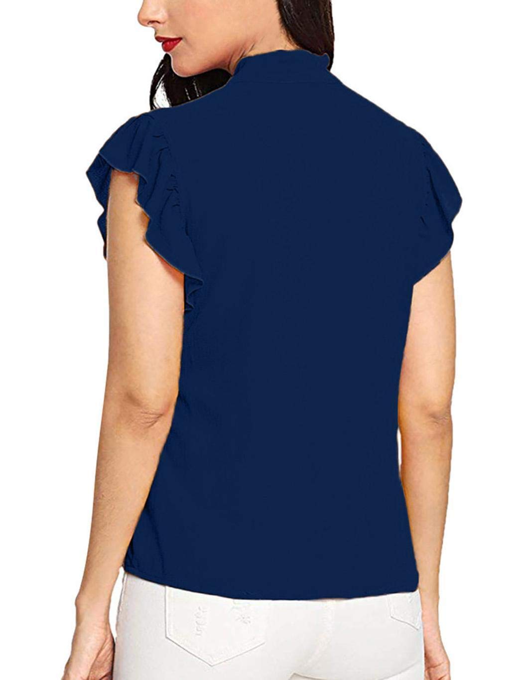 Staywe Damen Sommer Chiffonbluse Kurzarm Bluse Elegant Tops Festlich Oberteile