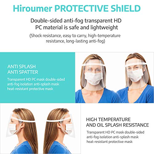 10Pcs Value Pack Safety Face Shields with Protective Clear Film To Protect Eyes and Face Full Face Cover for Men and Women Anti-Fog, Anti-Saliva, Windproof Dustproof (10PCS)