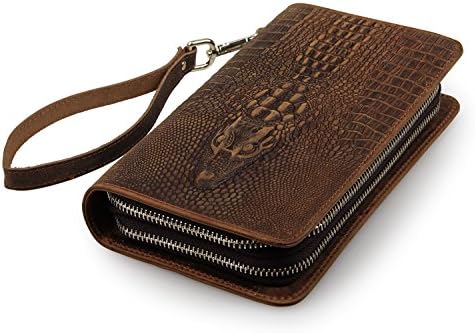 The Deal in Florida * Clutch Alligator Crocodile Handmade Extra Large Purse Wallet Genuine Leather Dark Brown