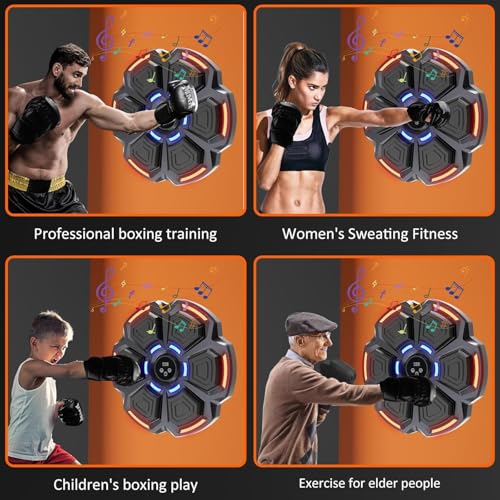 snawowo Music Boxing Machine Adulte - 9 Modes de 9 Vitesse Boxe Mural Musique avec Gants de Boxe - Comptage Intelligent et Bluetooth Musicboxing pour Entraînement à la Maison
