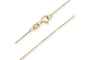COZMOS SOLID CHAINS 1mm thick 18K gold plated on solid sterling silver 925 Italian diamond cut BOX link style chain necklace bracelet anklet - 15, 20, 25, 30, 35, 40, 45, 50, 55, 60, 65, 70, 75, 80, 85, 90, 95, 100cm