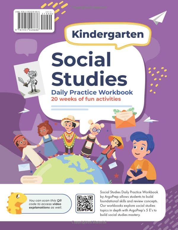 Kindergarten Social Studies: Daily Practice Workbook | 20 Weeks of Fun Activities | History | Civic and Government | Geography | Economics | + Video ... Each Question (Social Studies by ArgoPrep)