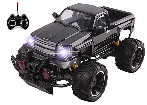 BigFoot Beast RC Monster Truck Remote Control Doors Opening RC Truck Car Light up Headlights Opening Doors Ready to Run INCLUDES RECHARGEABLE BATTERY 1:14 Size Toy (Black)